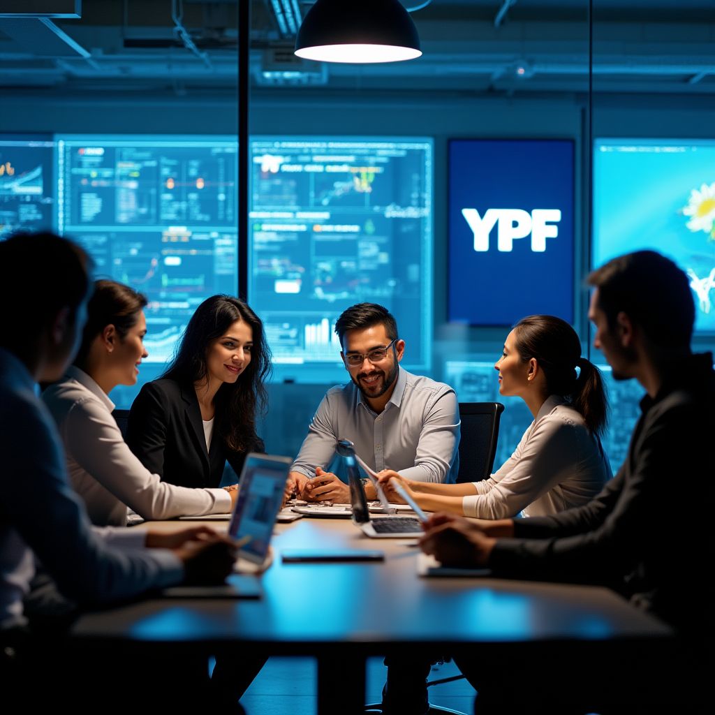 Empleados YPF trabajando